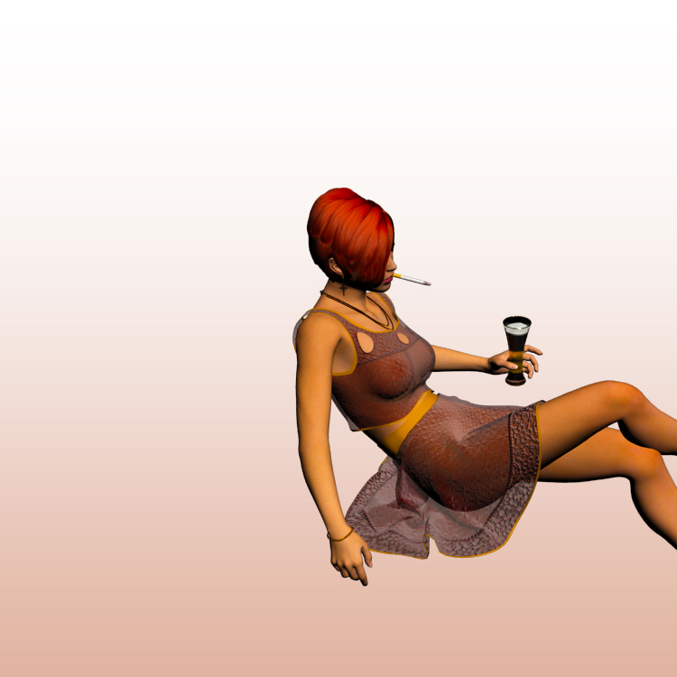 Trinkendes rauchendes Mädchen 3D-Modell